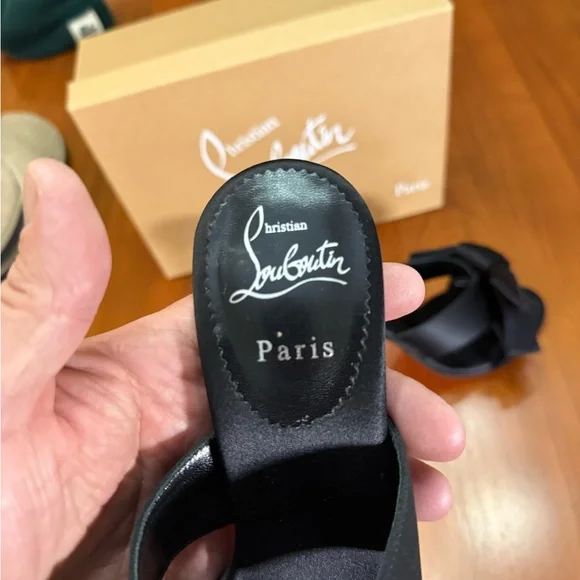 Christian Louboutin Matricia 100 Satin Bow Heels color Black size 38 - Picture 5 of 14